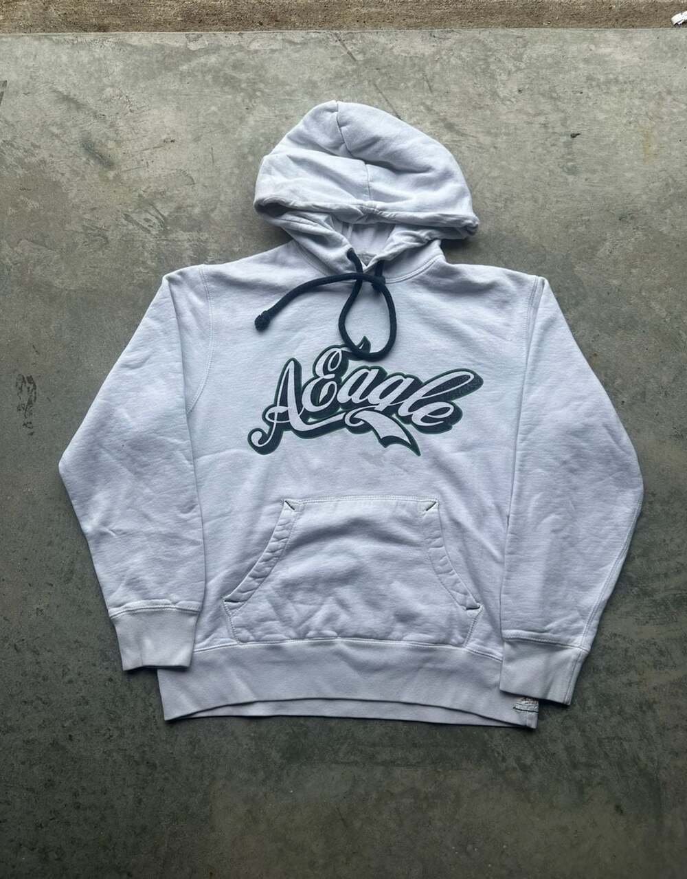 American Eagle Hoodie Size M White AEagle Graphic Cotton Fleece